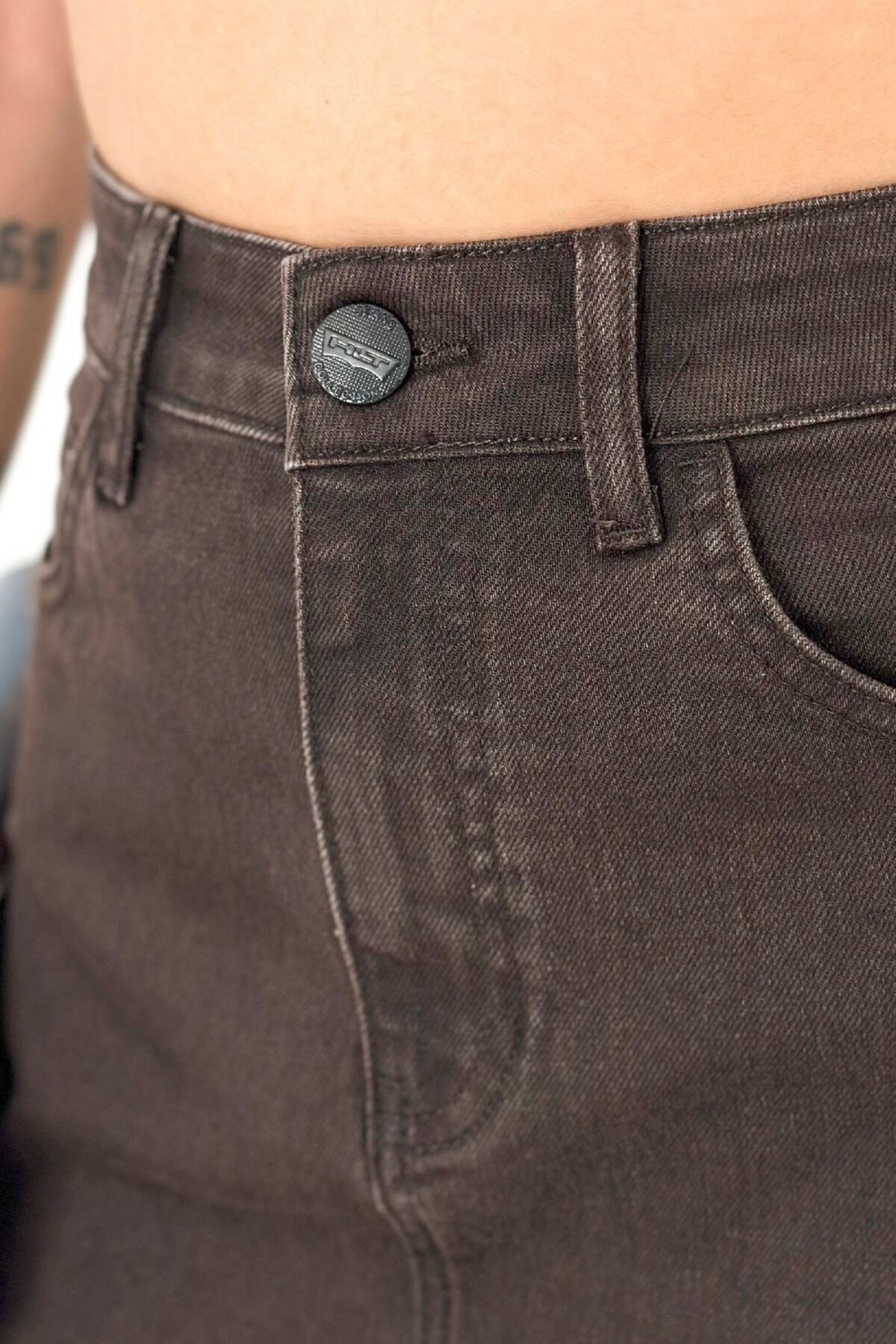 Hlt Jeans Kahverengi Kadın Likralı Mom Jean Yüksek Bel Esnek Kot Pantolon ANNA-2074 görsel 7