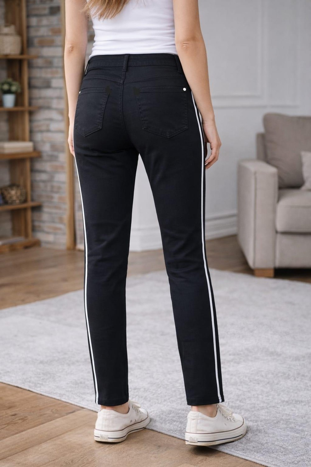 Bonita Liz Bonıtalız 583 Yanları Zıncırlı Yuksek Bel 5 Cep Lıkralı Dar Paca Pantolon görsel 8