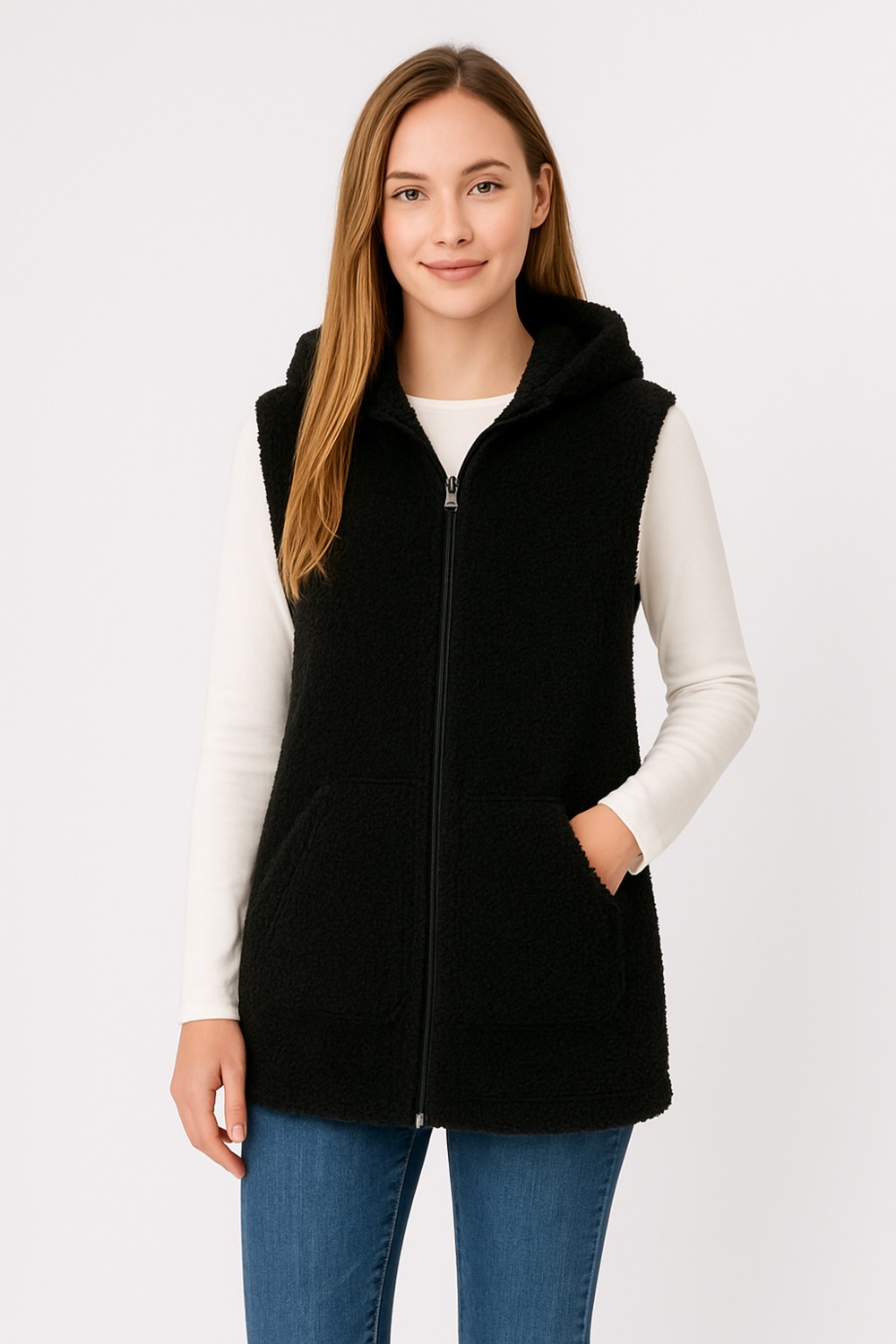 Sweet's Collection Yelek Kadın Uzun Tunik Welsoft Peluş
