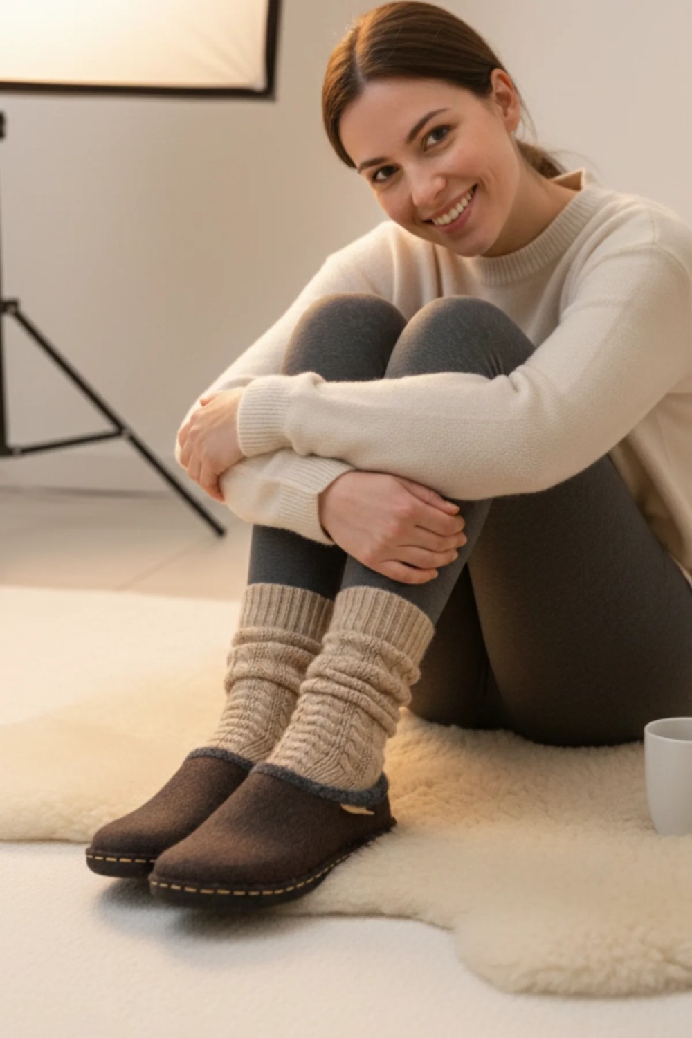 Gezer Unisex Kışlık Keçe Sessiz Rahat Taban Ev Halı Misafir Terliği görsel 8