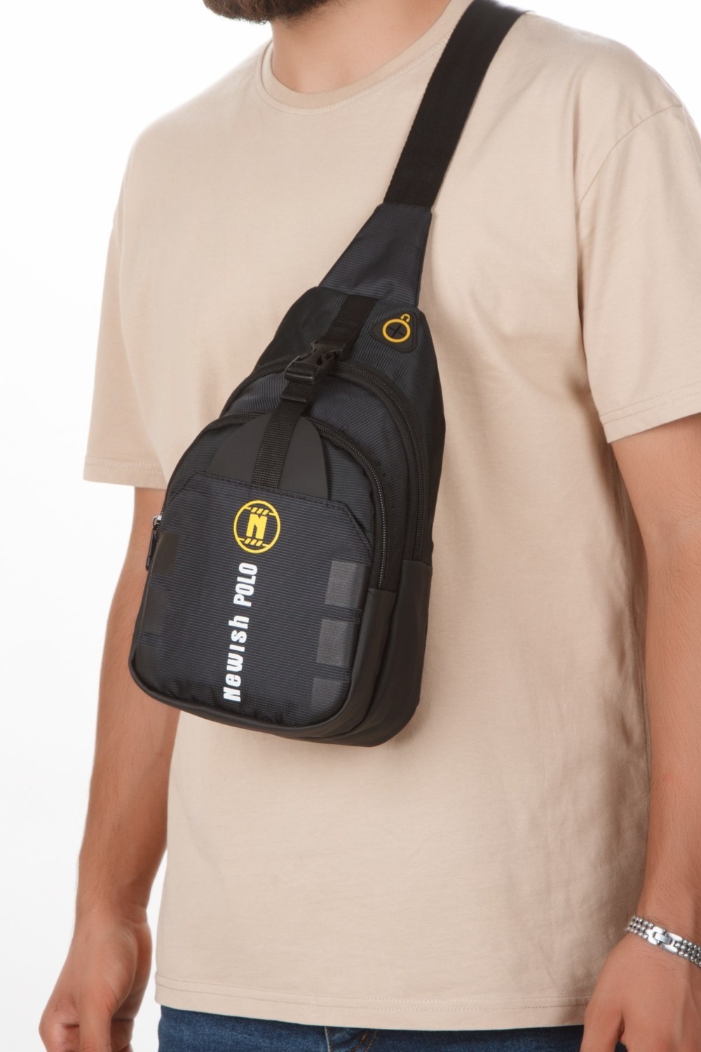 Newish Polo Erkek Kumaş USB Kulaklık Çıkışlı Çapraz Göğüs ve Omuz Çantası - NEWPOLO391