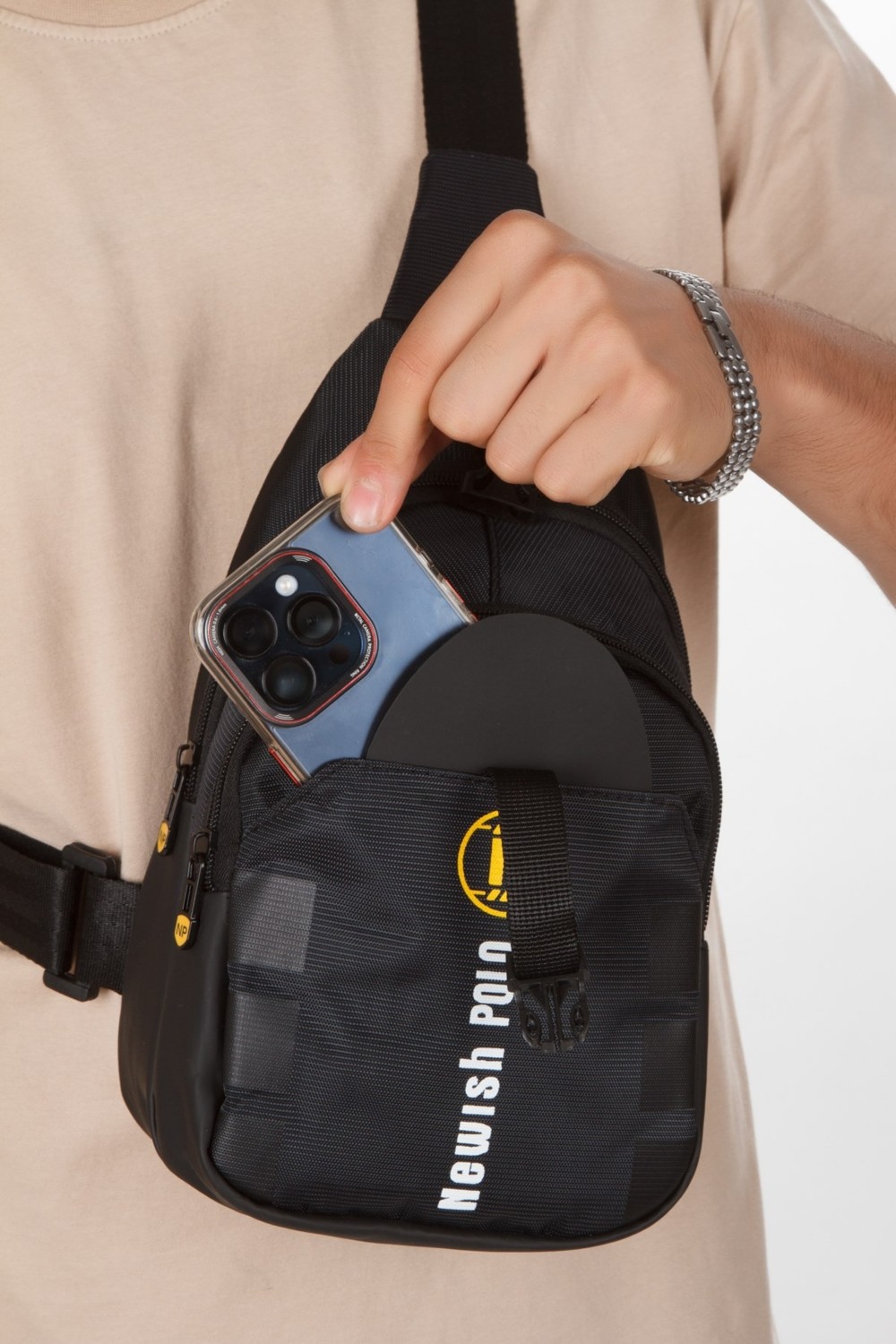 Newish Polo Erkek Kumaş USB Kulaklık Çıkışlı Çapraz Göğüs ve Omuz Çantası - NEWPOLO391 görsel 6