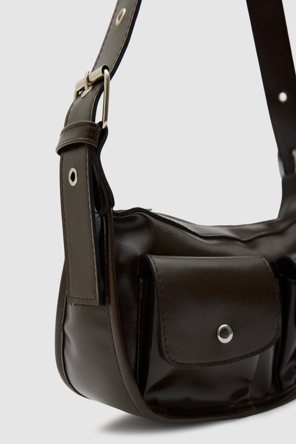 Shule Bags Diana Vintage Baget Çanta Kahve görsel 2