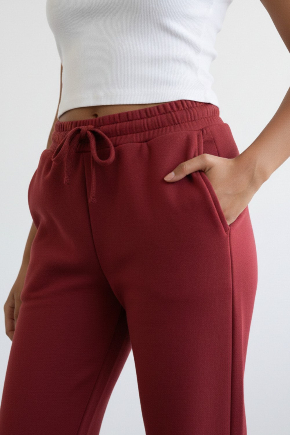 Soft & Basic Softandbasic Kadın Mevsimlik Geniş Kalıp Paça Lastikli Salaş Yüksek Bel Eşofman Altı görsel 4