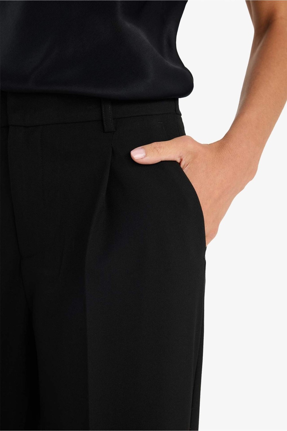 DeFacto Straight Fit Fermuarlı Cepli Yüksek Bel Standart Boy Klasik Pantolon E7238AX26SP görsel 8