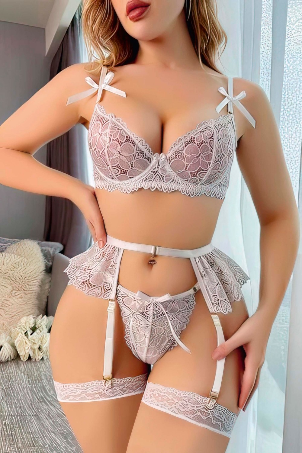 İlkyaz Fashion Beyaz Jartiyer Fantezi 5'li Takım 2008 RS34LN-ILKYZFS