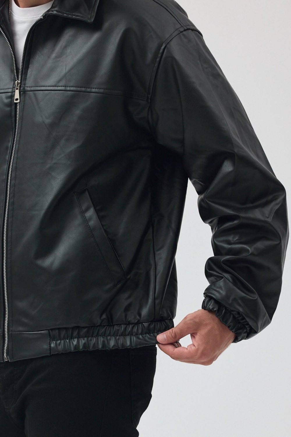 Baselco Unisex Vinatge Oversize Deri Ceket görsel 2