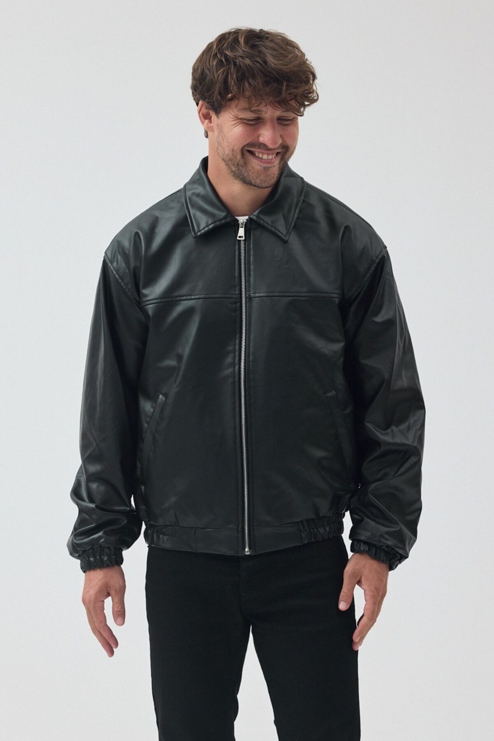 Baselco Unisex Vinatge Oversize Deri Ceket görsel 3
