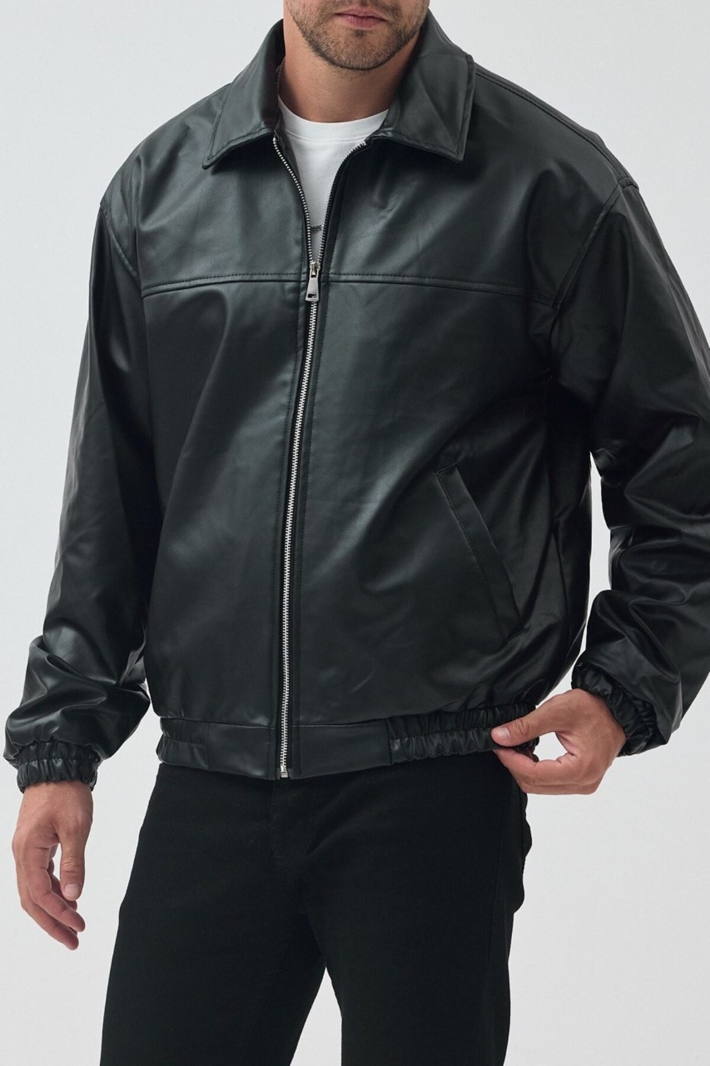 Baselco Unisex Vinatge Oversize Deri Ceket görsel 6
