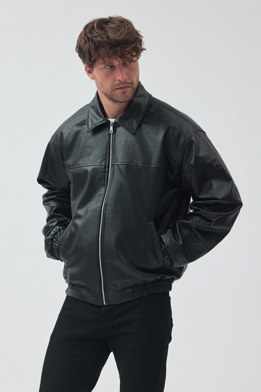 Baselco Unisex Oversize Basic Deri Ceket