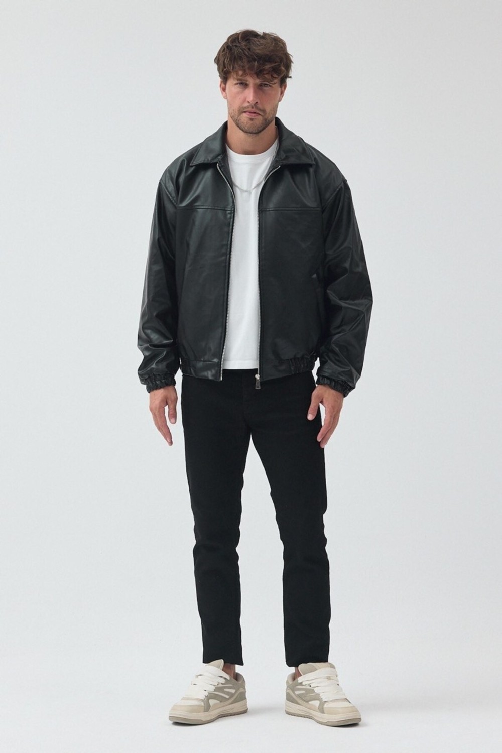 Baselco Unisex Oversize Basic Deri Ceket görsel 2