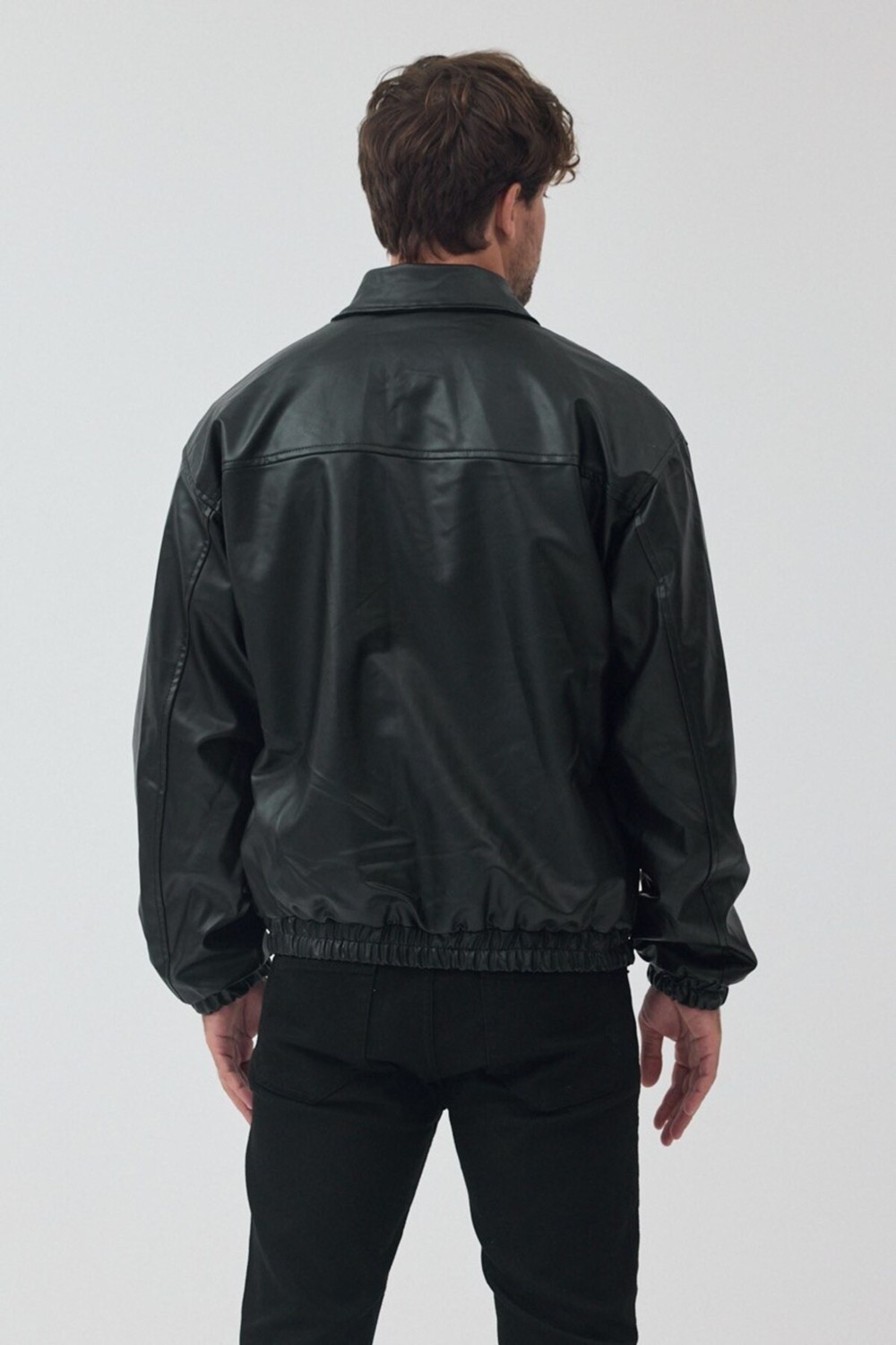 Baselco Unisex Oversize Basic Deri Ceket görsel 4
