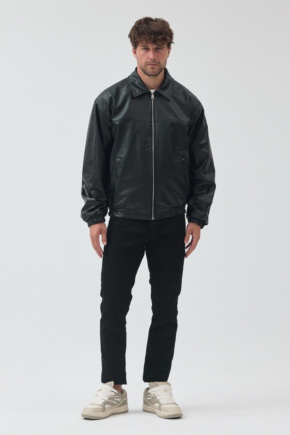 Baselco Unisex Oversize Basic Deri Ceket görsel 8