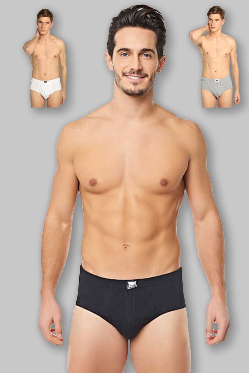 Tutku 3'lü Paket Erkek Penye Slip Külot-Siyah,beyaz,gri-Xl