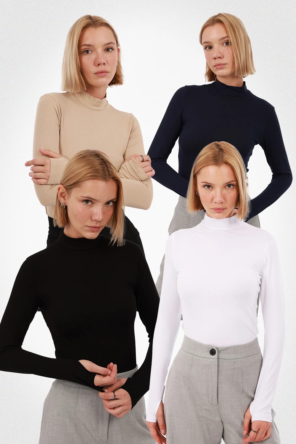 Yade Fashion Kadın Parmak Detaylı Body 4’lü Set