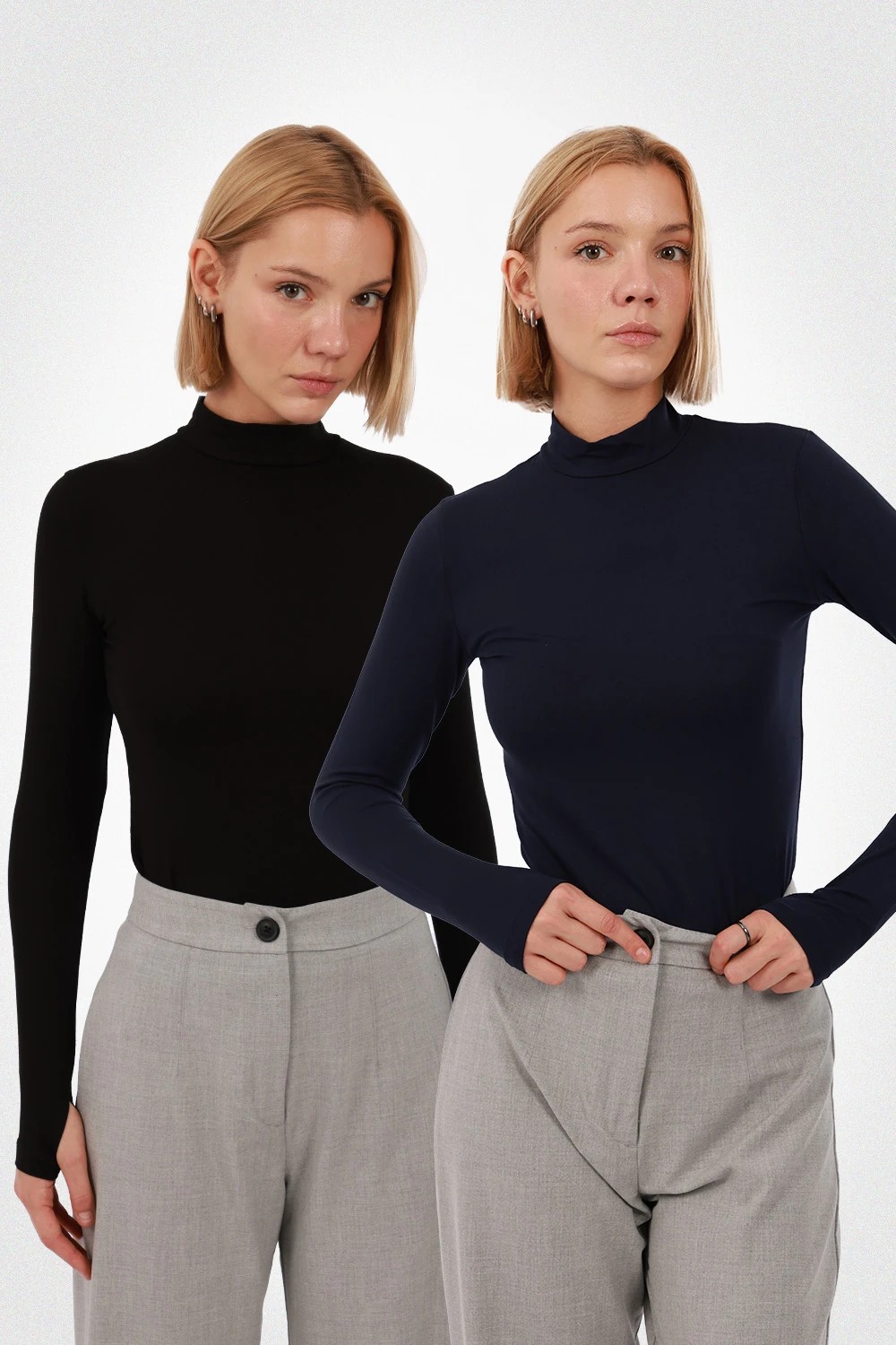 Yade Fashion Kadın Parmak Detaylı Body 2’li Set görsel 5