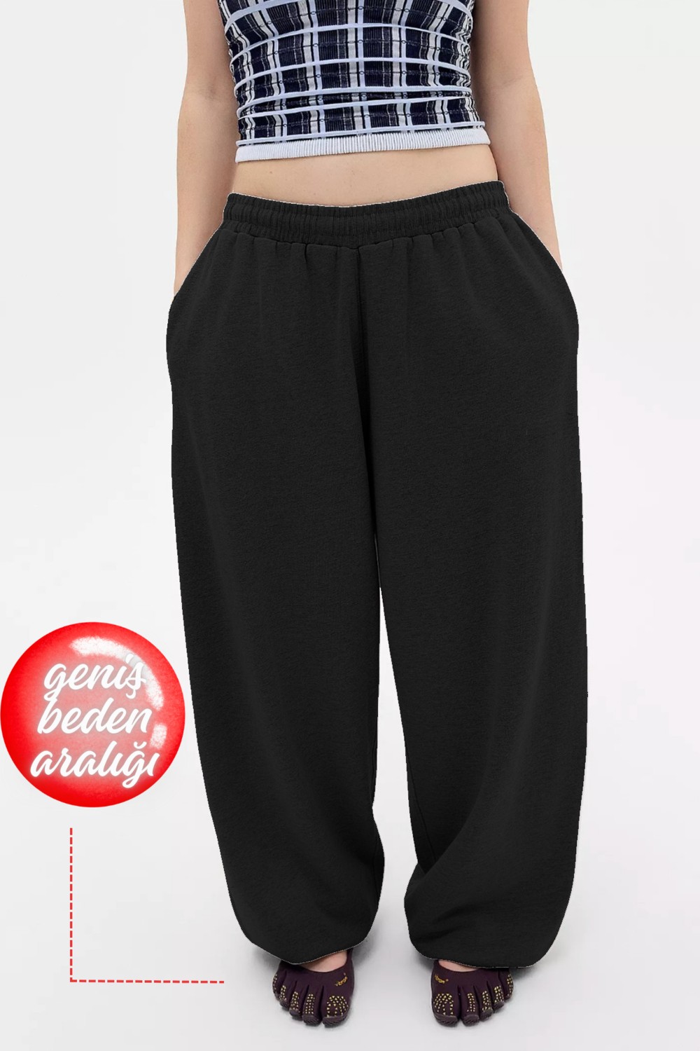 BSBSPOR Yazlık Eşofman Altı Kadın Erkek İçin Lastikli Paça Oversize Kesim Siyah