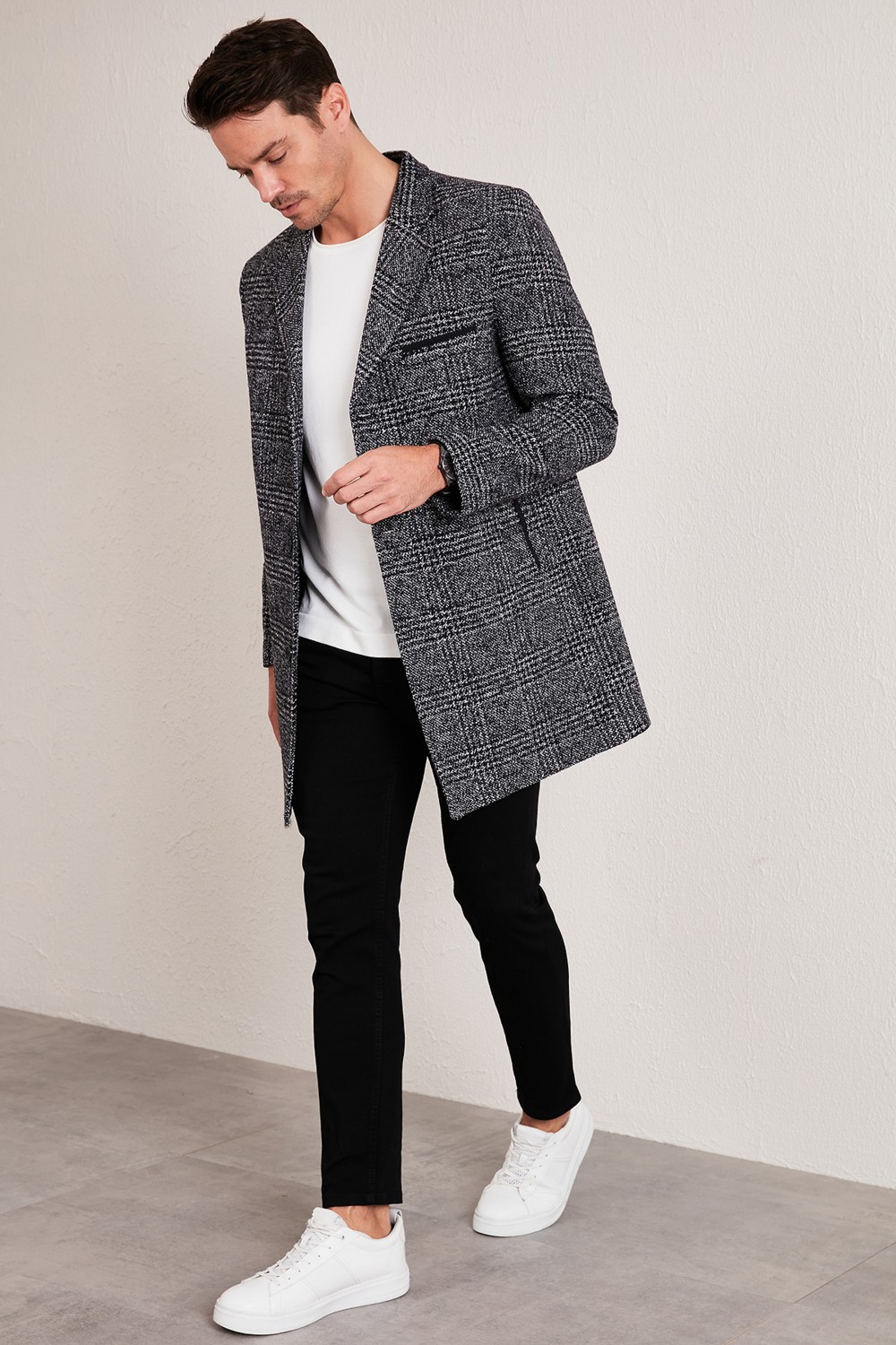 Buratti Slim Fit Pamuklu Düğmeli Kaşe Kaban Erkek Kaban 5840098 görsel 2