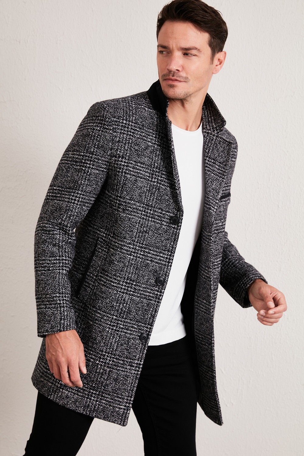 Buratti Slim Fit Pamuklu Düğmeli Kaşe Kaban Erkek Kaban 5840098 görsel 3