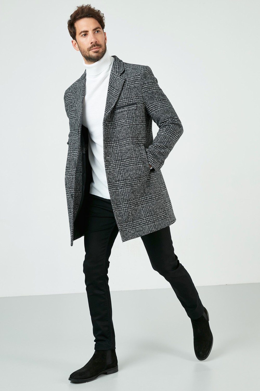 Buratti Slim Fit Pamuklu Düğmeli Kaşe Kaban Erkek Kaban 5840098 görsel 4