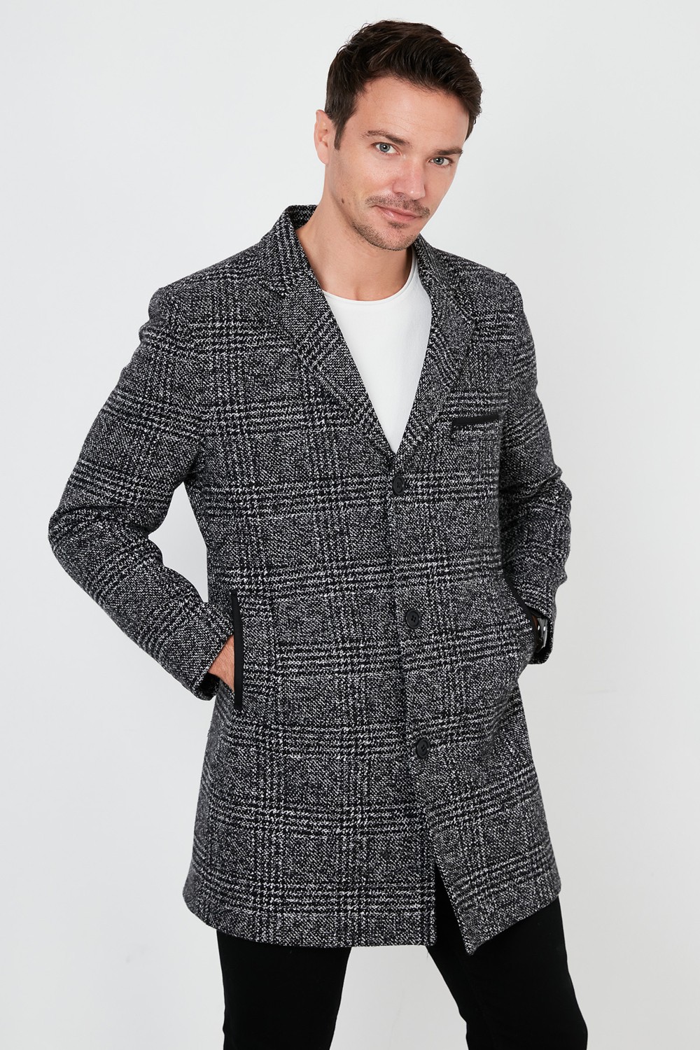 Buratti Slim Fit Pamuklu Düğmeli Kaşe Kaban Erkek Kaban 5840098 görsel 5