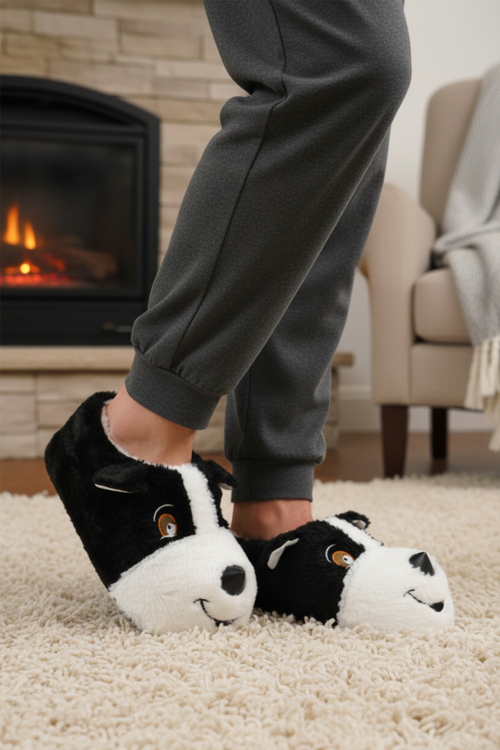 Ayakmod 26K001 Köpek Desenli Gri Unisex Panduf görsel 6