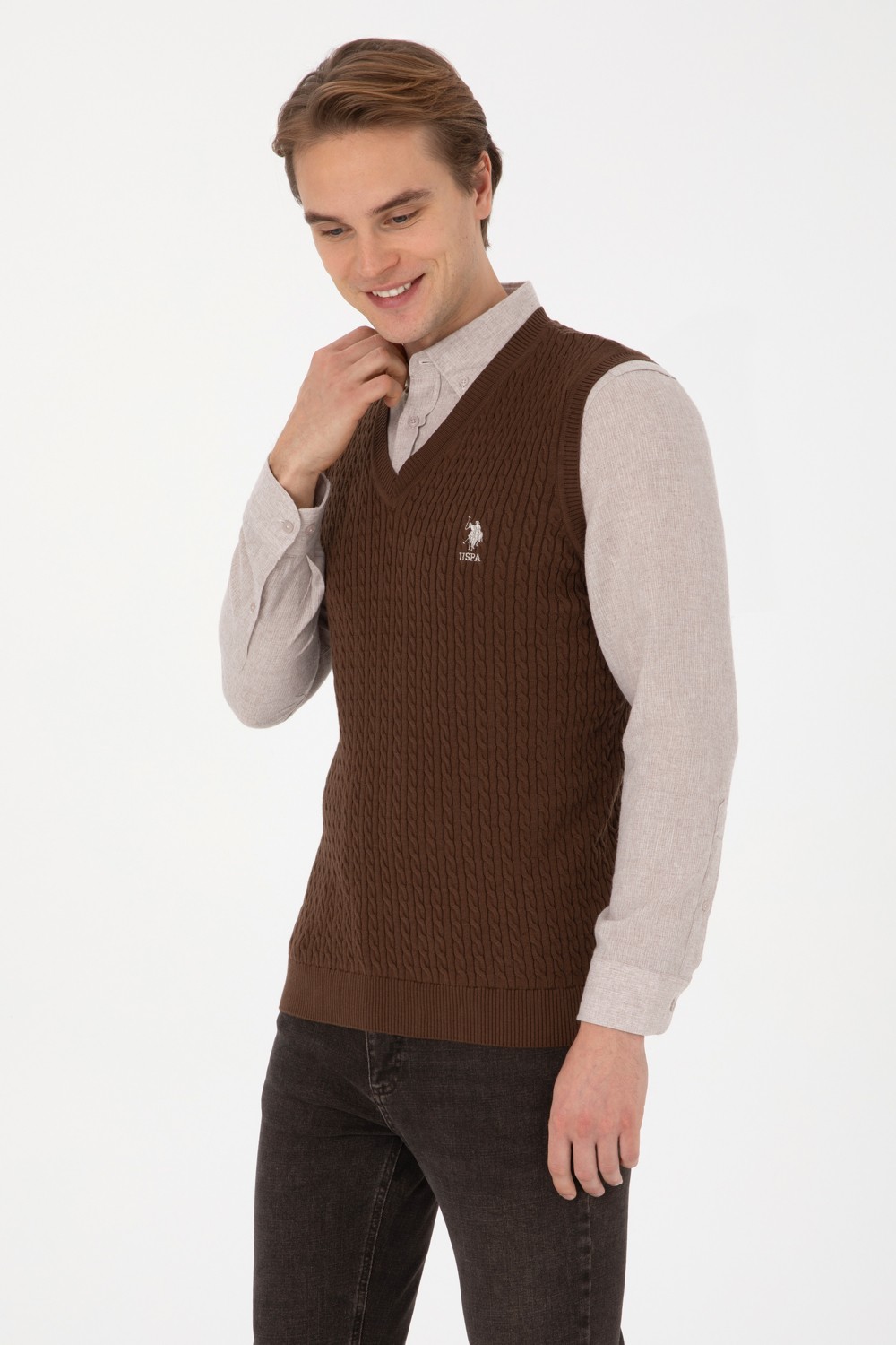 U.S. Polo Assn. Erkek Vizon Süveter 50318160-VR052 görsel 3