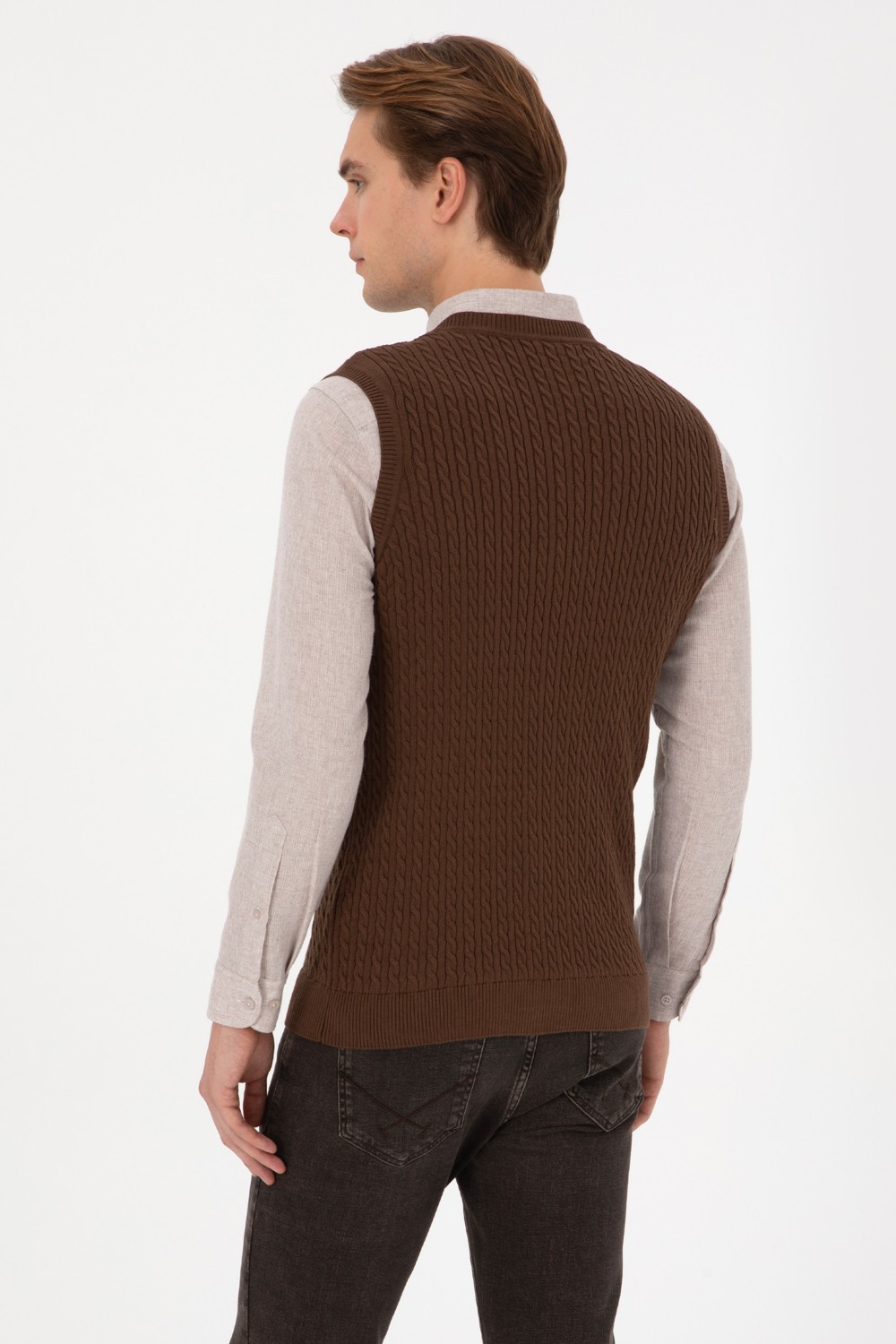 U.S. Polo Assn. Erkek Vizon Süveter 50318160-VR052 görsel 5