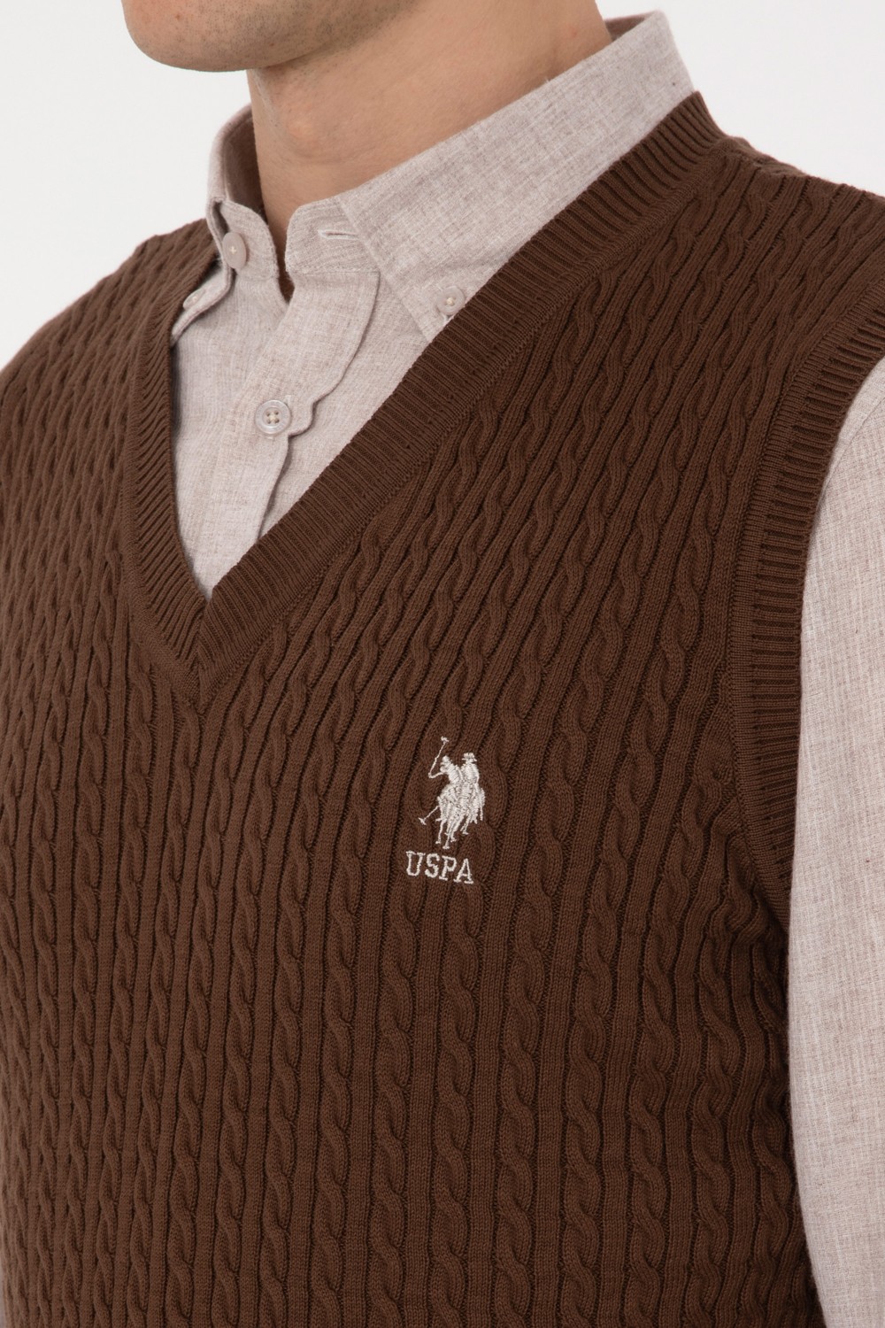 U.S. Polo Assn. Erkek Vizon Süveter 50318160-VR052 görsel 7