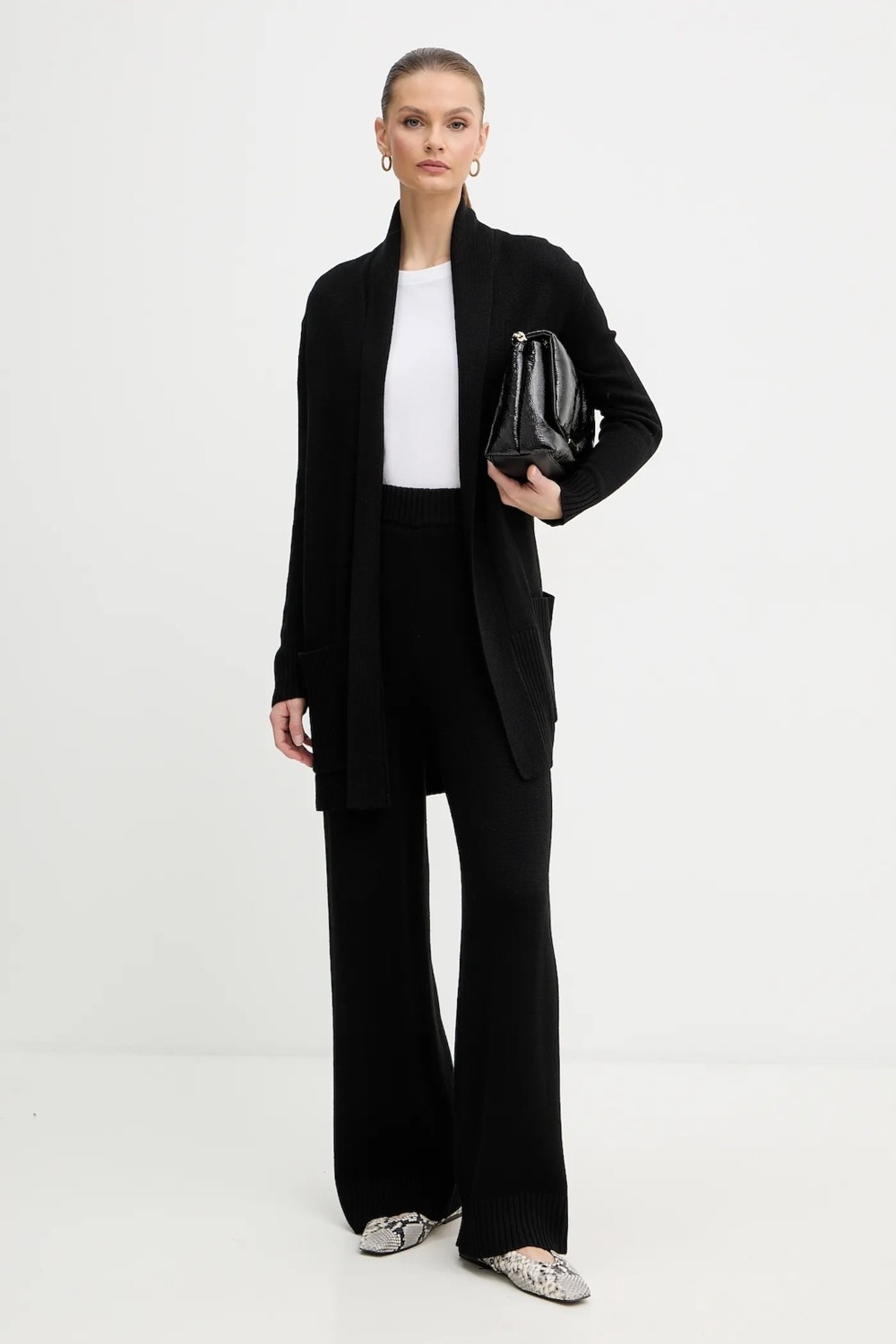Armani Exchange Kadın Beli Kuşaklı ve Cep Rahat Kesim Uzun Kol Siyah Hırka XW000766 AF13774-UC001 görsel 3