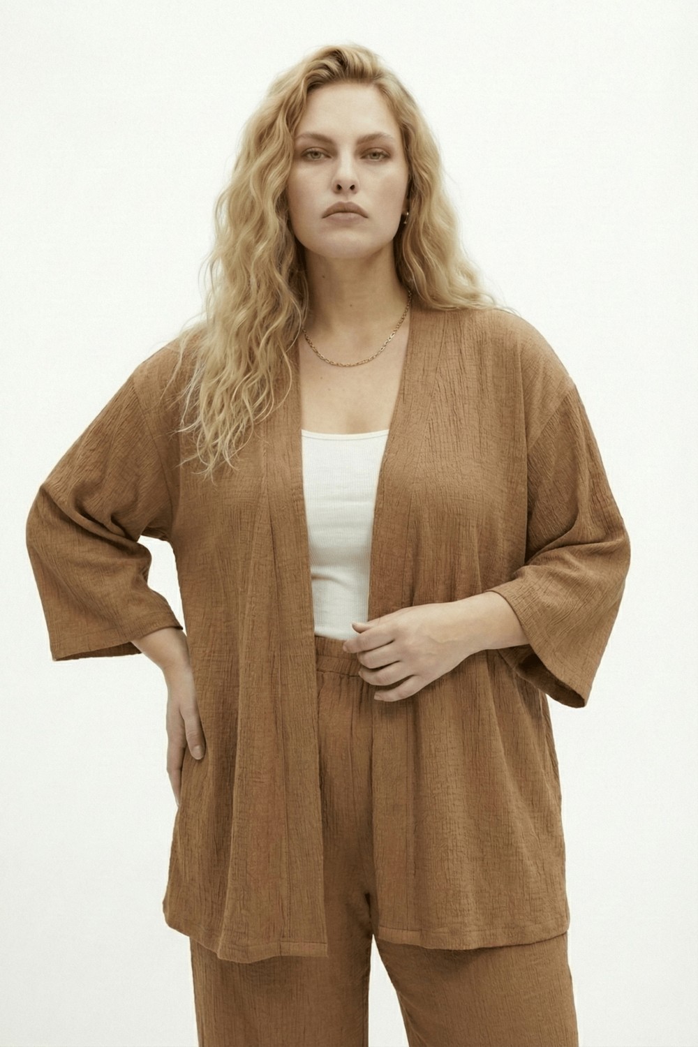 Şuranur Bürümcük Kumaş Kimono Takım görsel 2