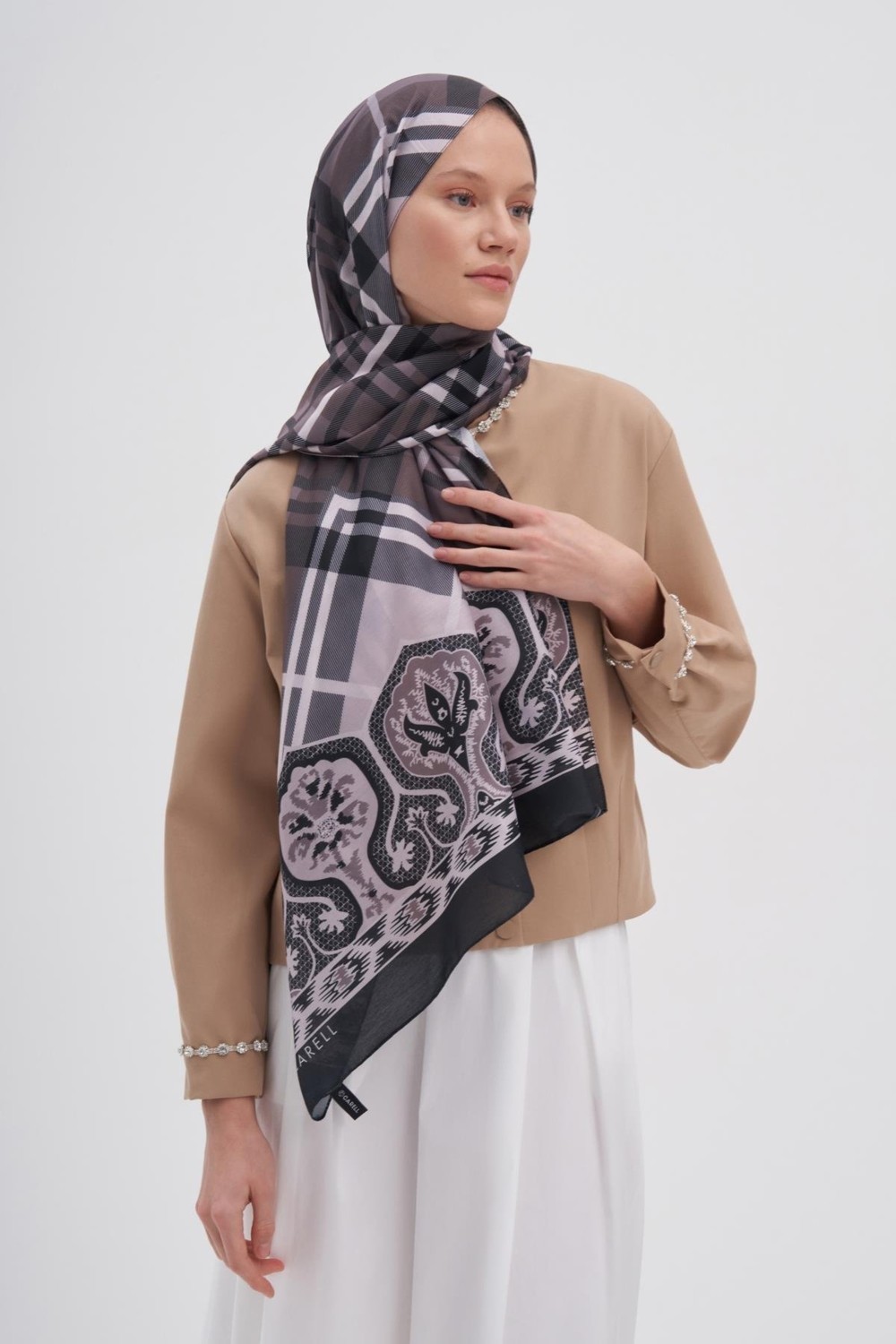 Carell Echo Pamuk Şal Rustic Vizon