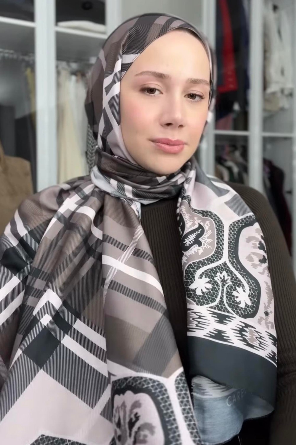 Carell Echo Pamuk Şal Rustic Vizon görsel 4