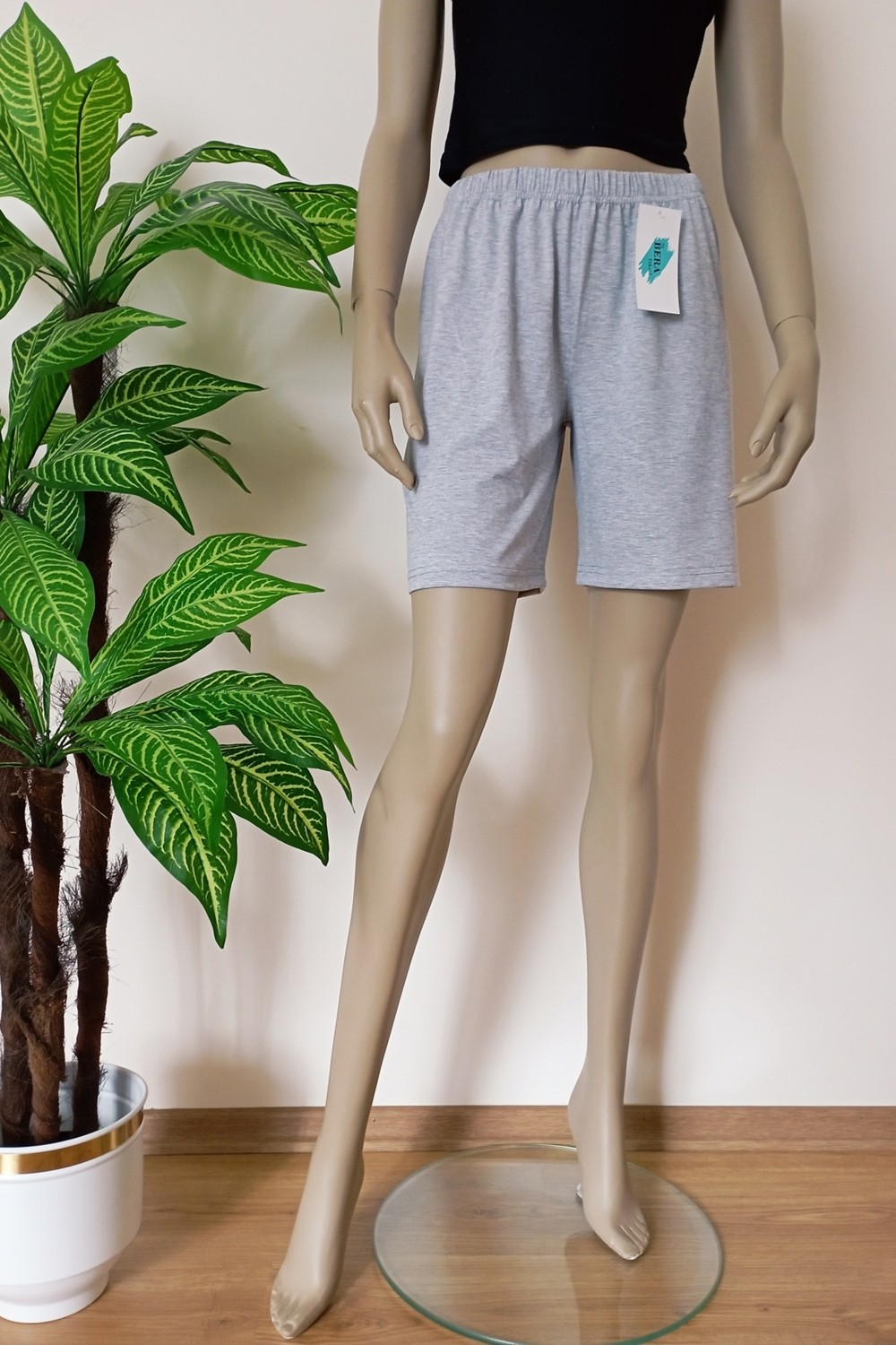 Bera Tekstil Unisex Gri Düz Renk Penye Şort görsel 5