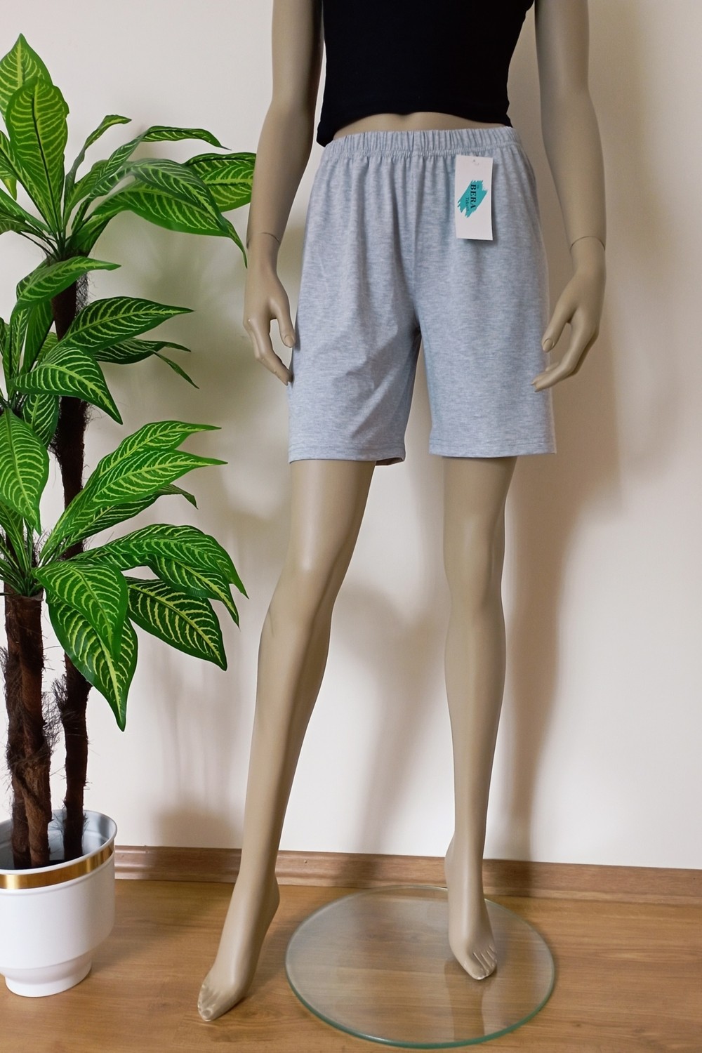 Bera Tekstil Unisex Gri Düz Renk Penye Şort görsel 6
