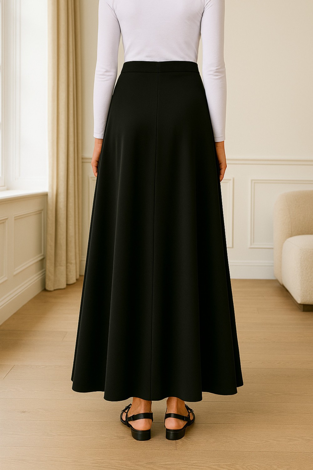 Lesa Wear Dökümlü Puf Kloş Tesettür Etek görsel 5