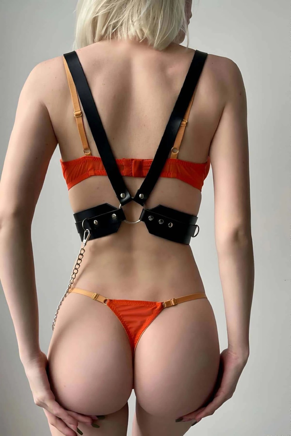 MTM My The Mall Giyim Deri Fantezi Aksesuar, Zincirli Deri Harness - BRF1018