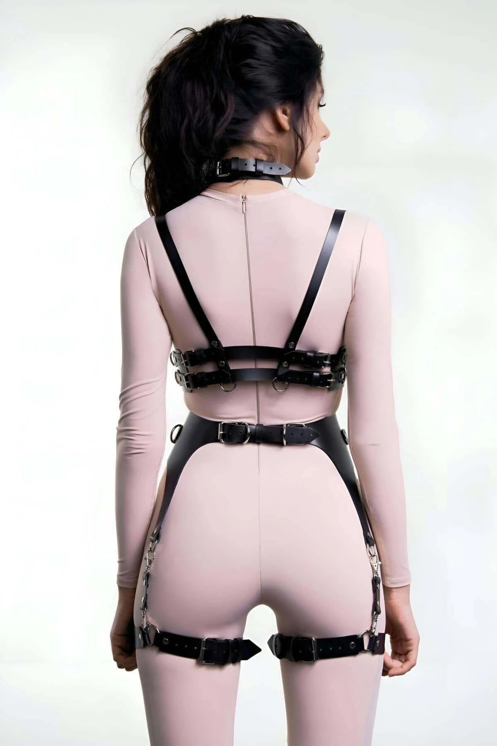 MTM My The Mall Giyim Halkalı Göğsü Açık Deri Jartiyer Harness Takım - BRF1231 görsel 4