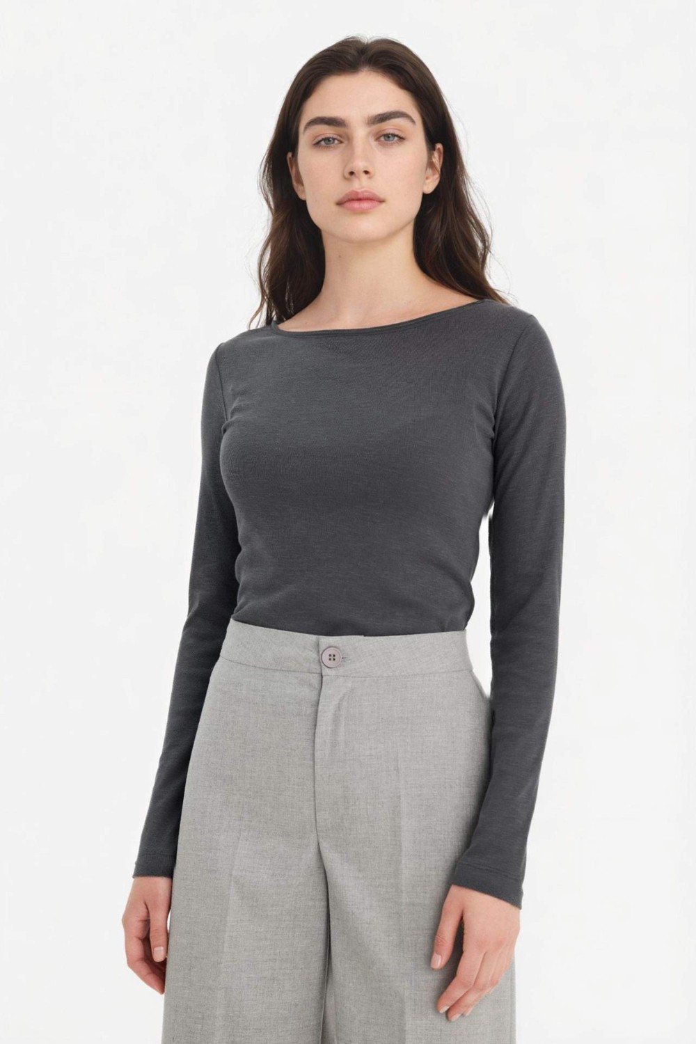 DeFacto %100 Pamuk Slim Fit Kayık Yaka Ribana Tişört G8088AX26SP görsel 4