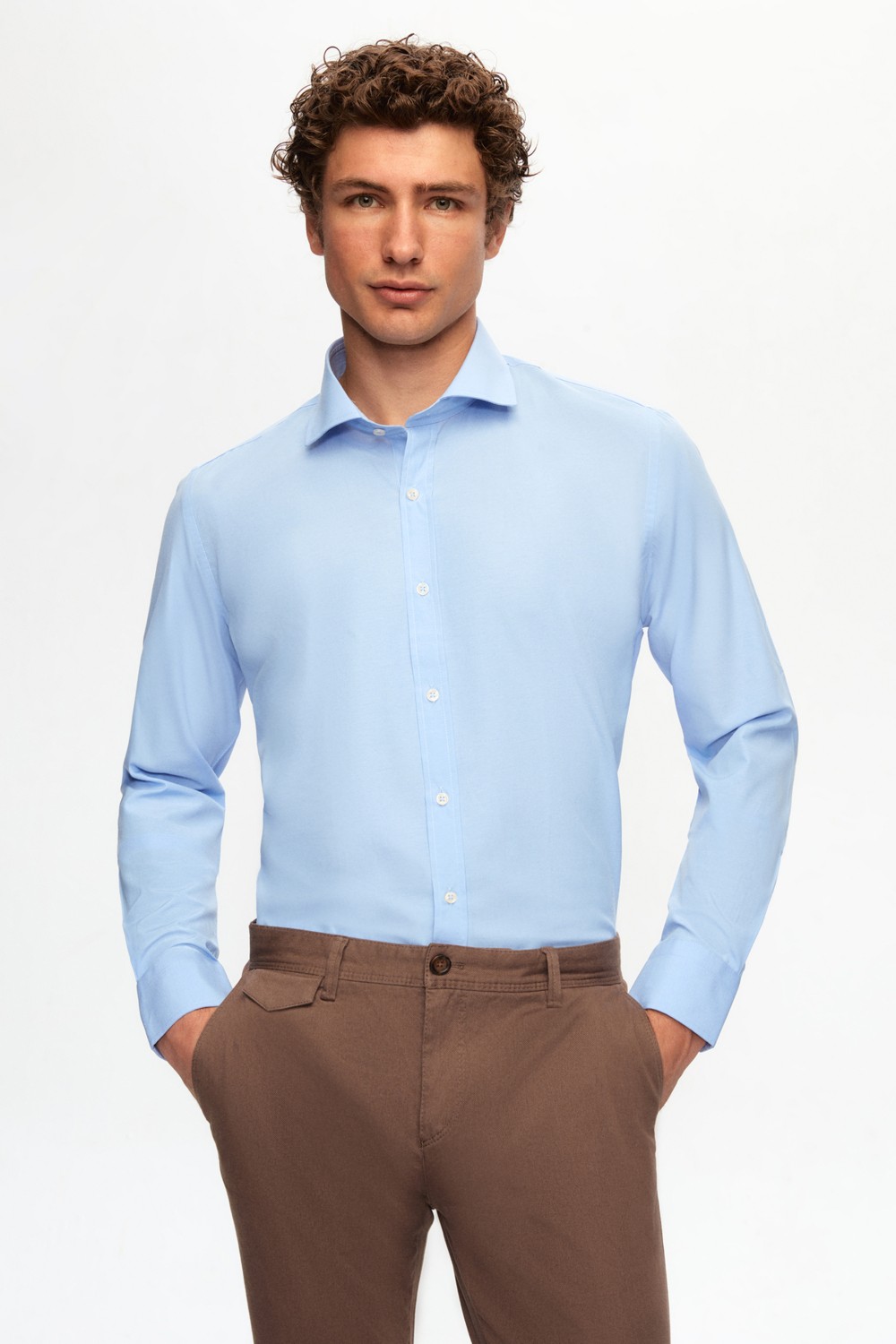 D'S Damat Slim Fit Beyaz Italyan Yaka Dar Kesim Klasik Kravatlık Uzun Kollu Kolay Ütülenebilir Nefes 2HF02ORT5185 görsel 5