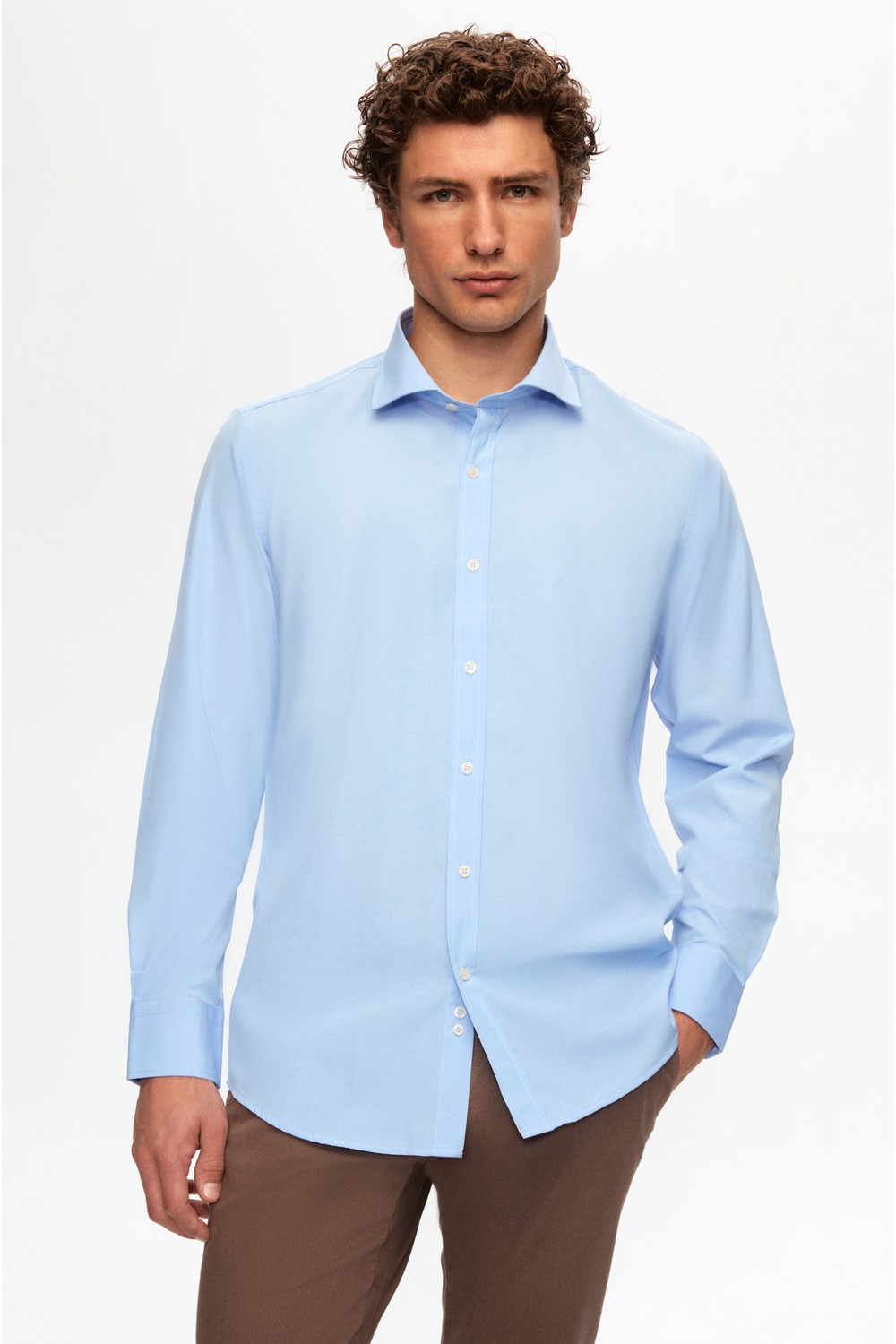 D'S Damat Slim Fit Beyaz Italyan Yaka Dar Kesim Klasik Kravatlık Uzun Kollu Kolay Ütülenebilir Nefes 2HF02ORT5185 görsel 7