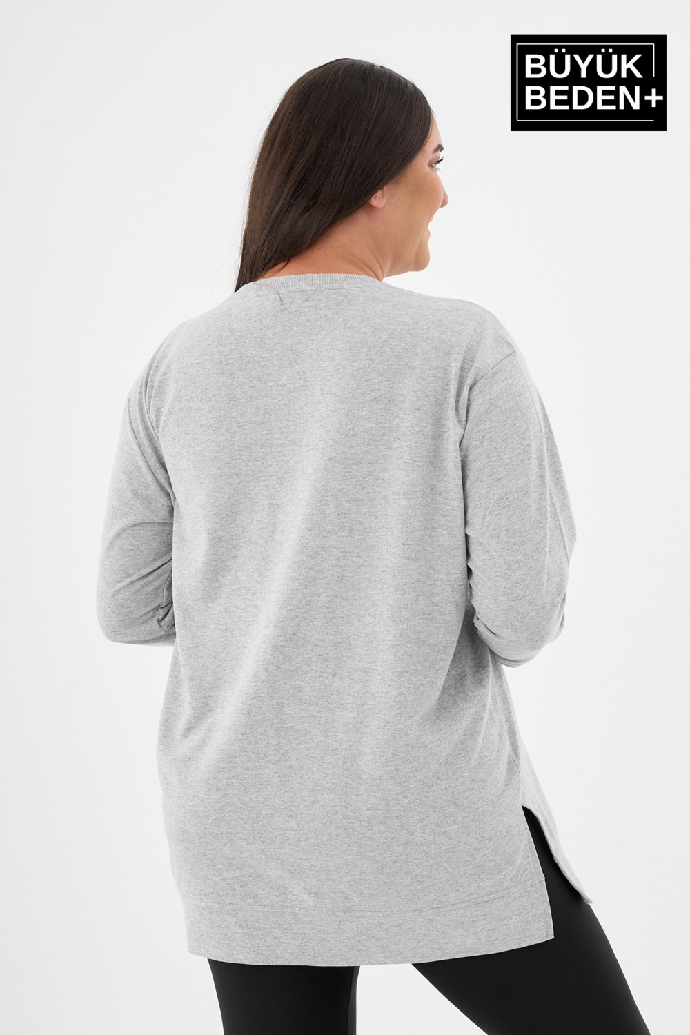 Superlife Kadın Tunik Büyük Beden Ny Newyork Baskılı Ince Sweatshırt SPR26BTK990-1 görsel 3