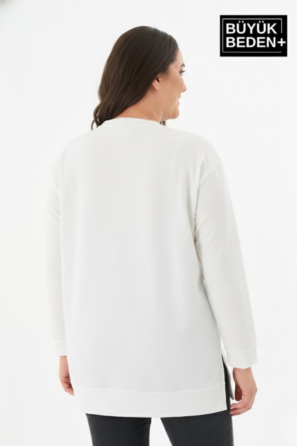 Superlife Kadın Tunik Büyük Beden Ny Newyork Baskılı Ince Sweatshırt SPR26BTK990-1 görsel 6