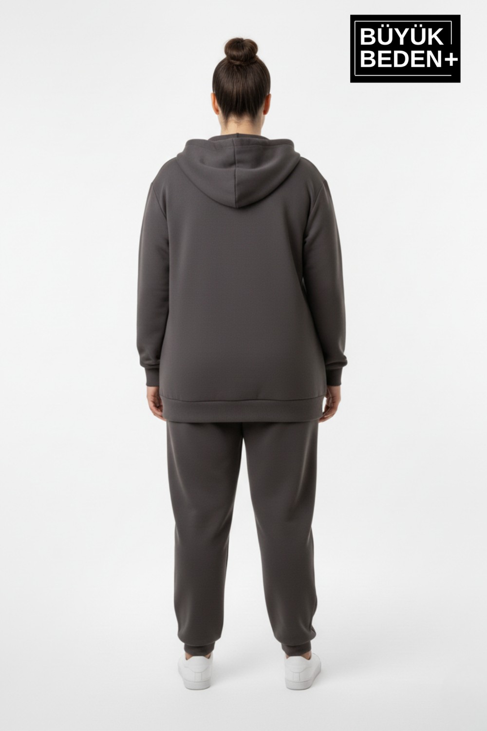 Superlife Kadın Büyük Beden Fermuarlı Kapüşonlu Ince Sweatshirt Hırka - Rahat Kalıp SPR26BHR960 görsel 3