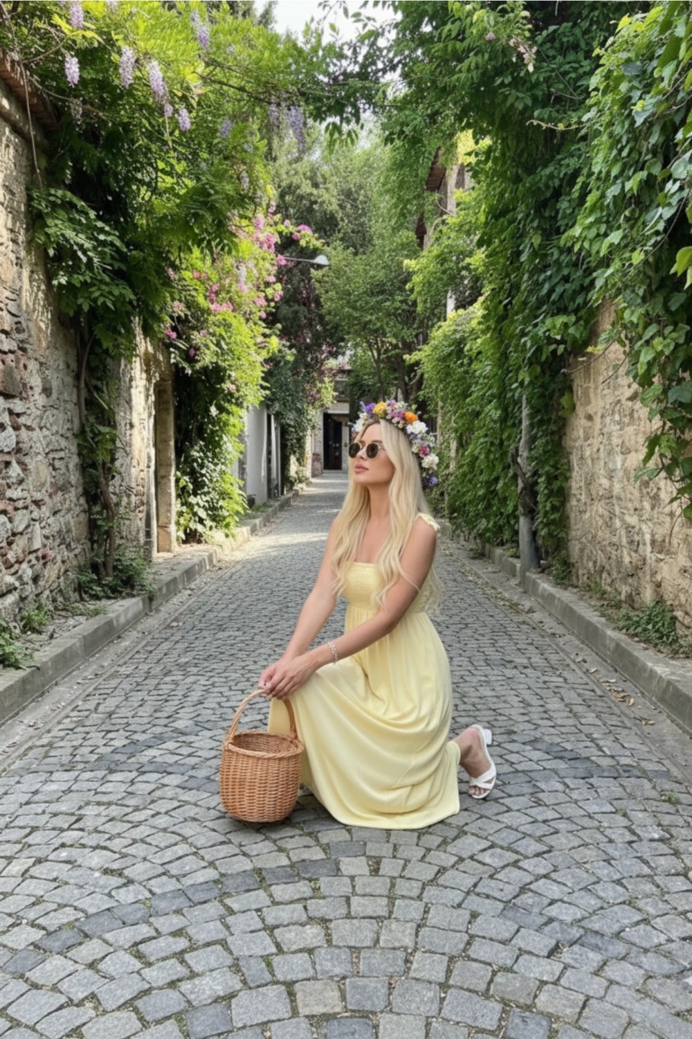 Pastelastore Haki Uzun Pamuklu Astarsız Yaz Elbisesi, Askılı görsel 3