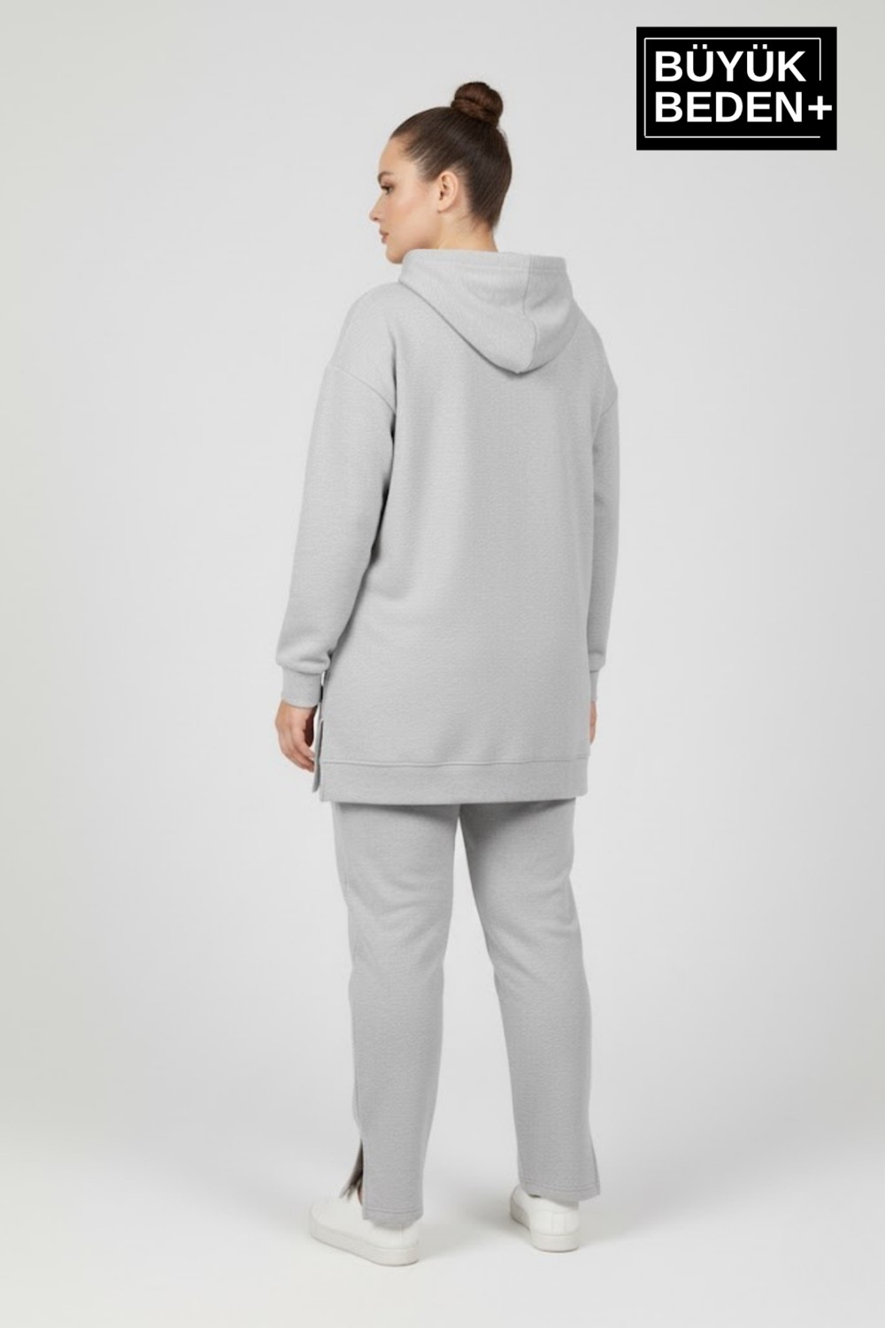 Superlife Büyük Beden Kapşonlu Capri Island Baskılı Tunik Ince Sweatshırt SPR26BTK991-2 görsel 8