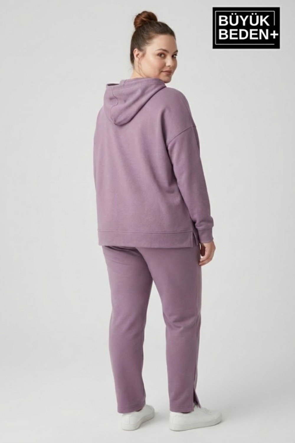 Superlife Büyük Beden Kapşonlu Ny Newyork Baskılı Tunik Ince Sweatshırt SPR26BTK991-1 görsel 5