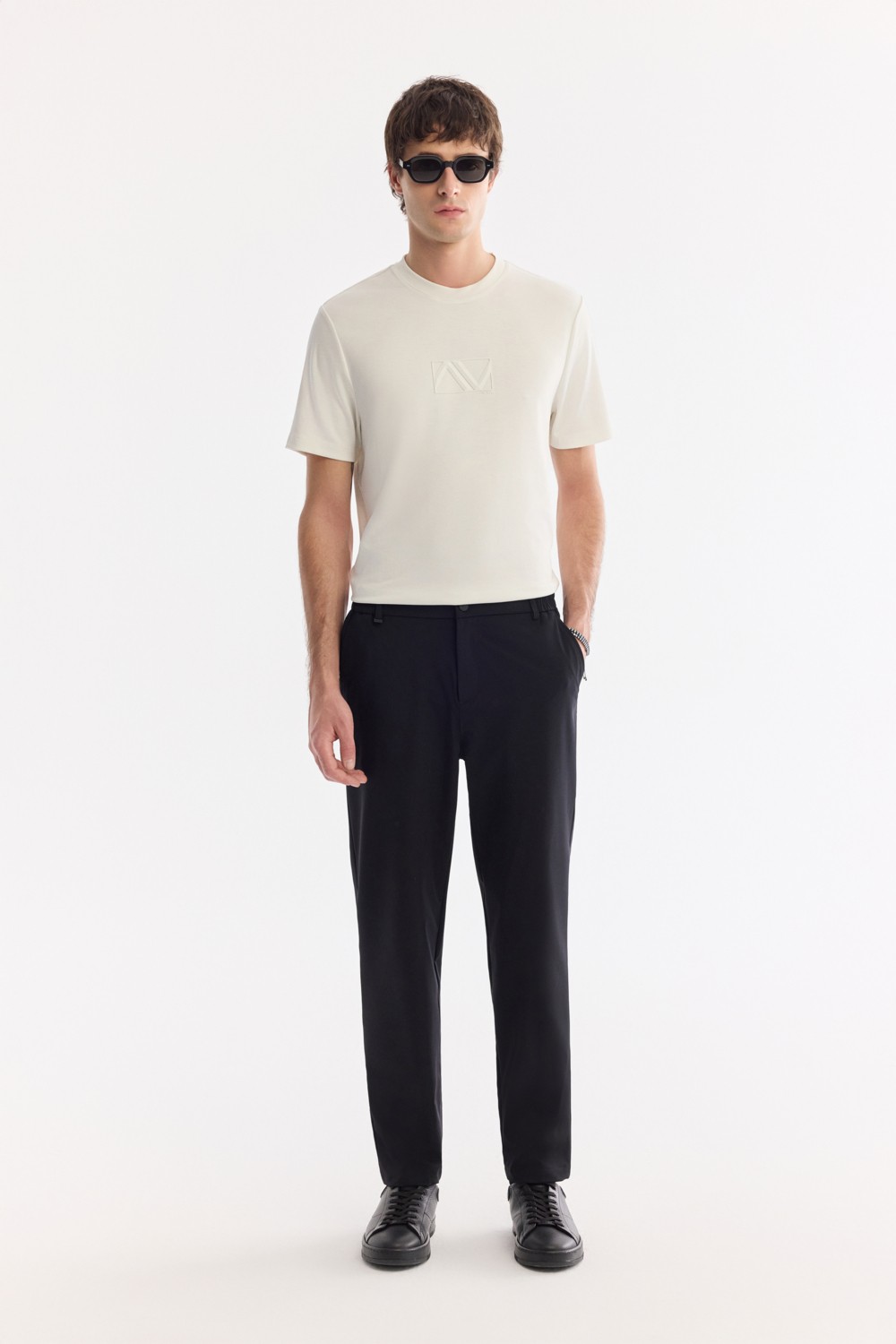 AVVA Erkek Haki Yanı Lastikli Kırışmaz Teknik Kumaş Slim Fit Chino Pantolon A61Y3077
