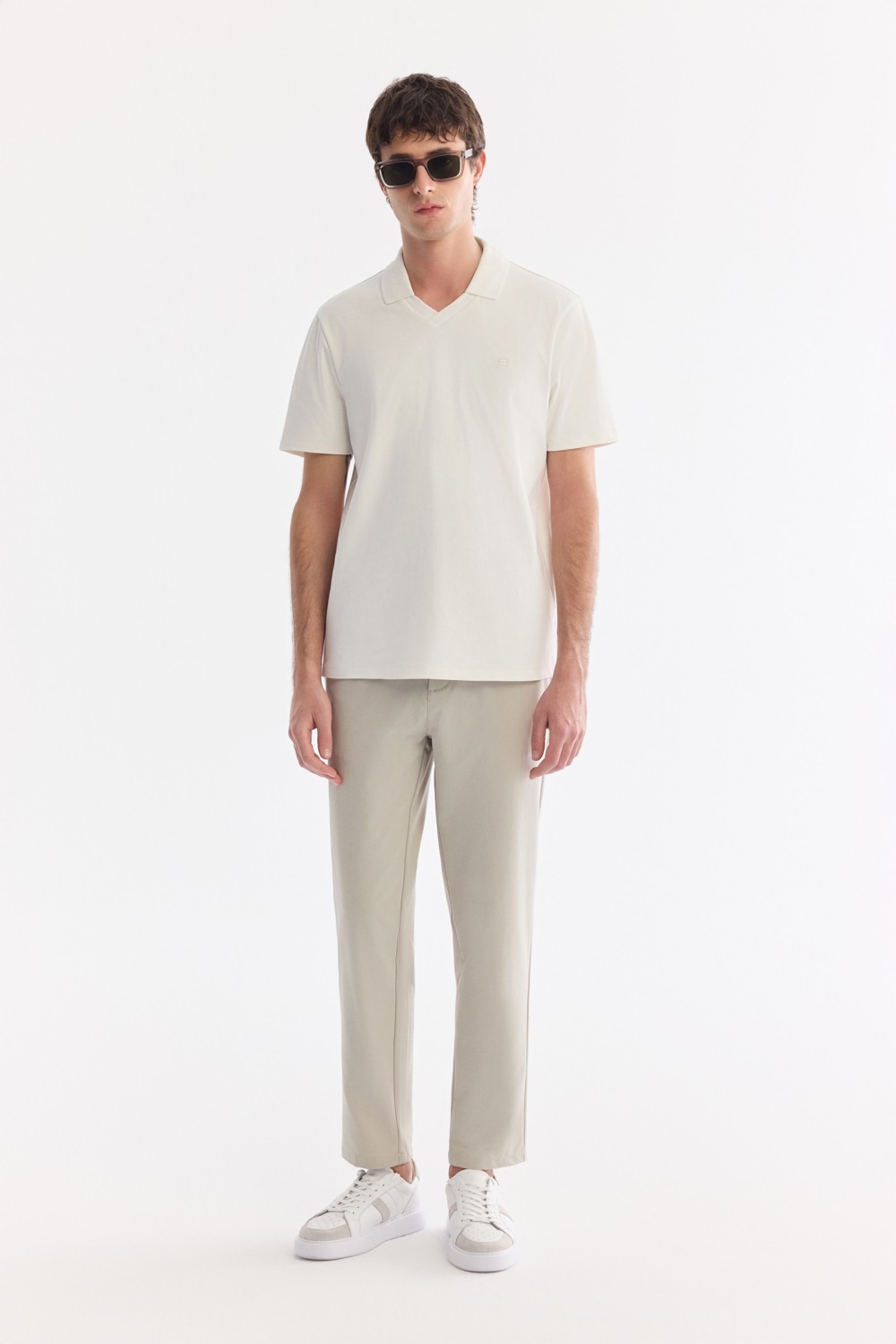 AVVA Erkek Haki Yanı Lastikli Kırışmaz Teknik Kumaş Slim Fit Chino Pantolon A61Y3077