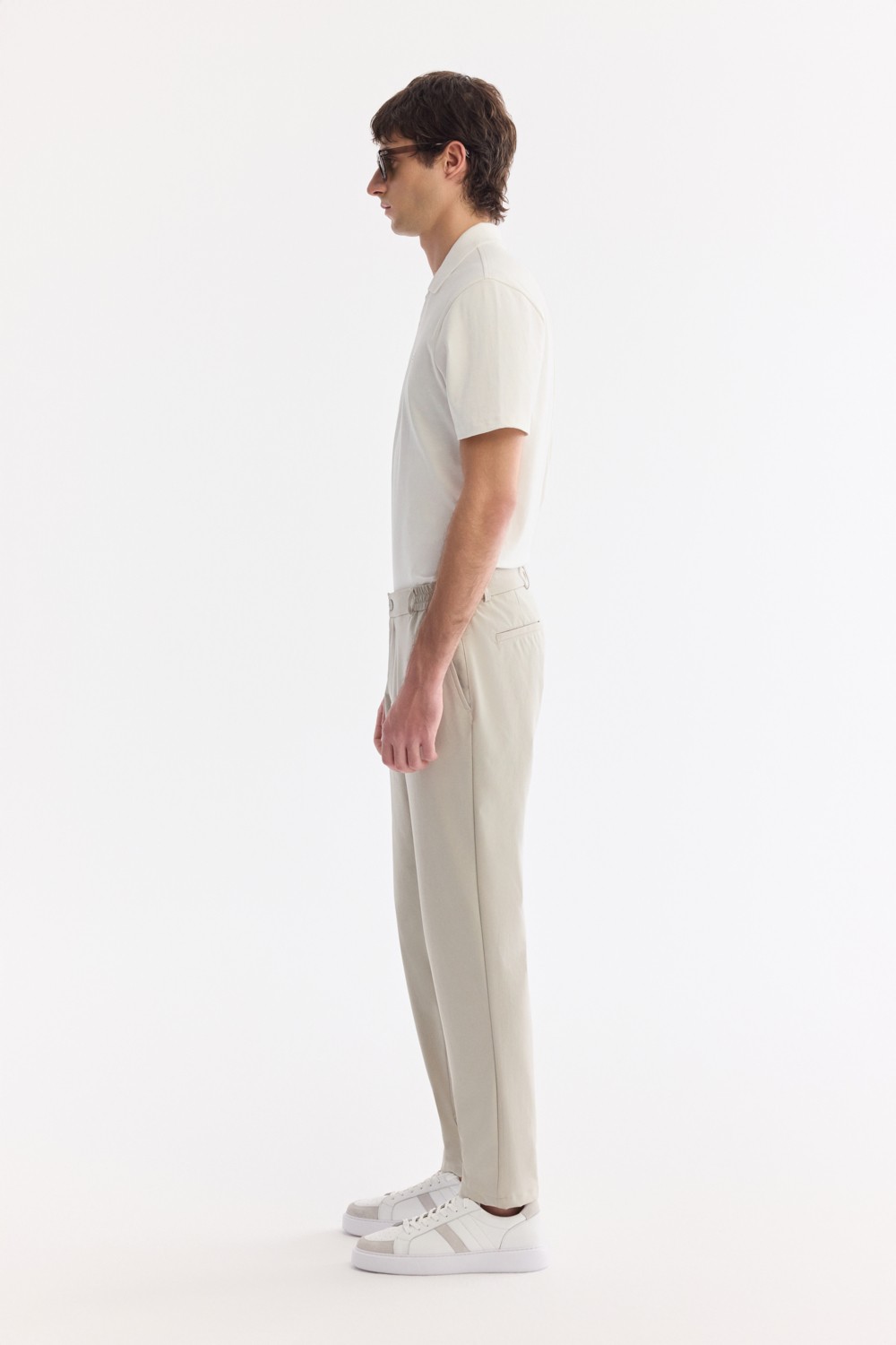 AVVA Erkek Haki Yanı Lastikli Kırışmaz Teknik Kumaş Slim Fit Chino Pantolon A61Y3077 görsel 3